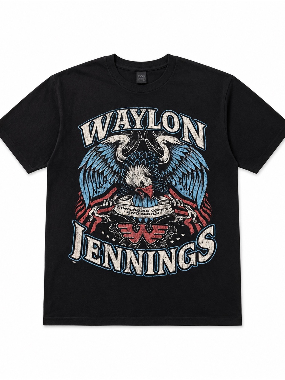 Pacifica Black Waylon Jennings Eagle Graphic Tee